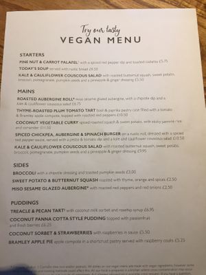 Menu at The Baker's Arms in Poole