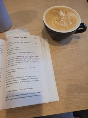 Book + latte (such a good combo) at Luckyduck Bicycle Cafe in Oakland