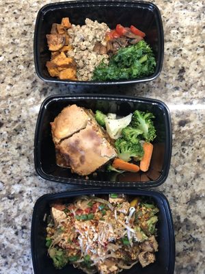 Pesto mushroom bowl, moussaka, pad Thai  at Honest Kitchen in Halifax