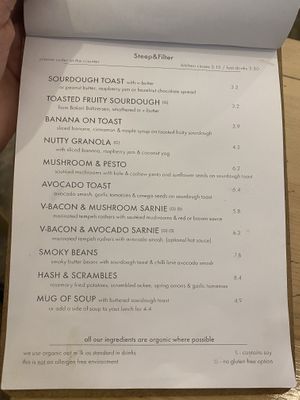 Menu  at Steep & Filter in Skipton