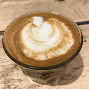 Oatly latte  at Steep & Filter in Skipton