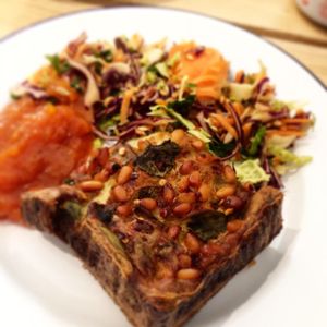 Vegan quiche and delicious chutney  at Steep & Filter in Skipton