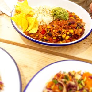 Chilli, guacamole and cauliflower rice  at Steep & Filter in Skipton