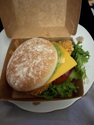 Wolpertinger with fried vegan chickenn  at Hans im Glück in Dresden