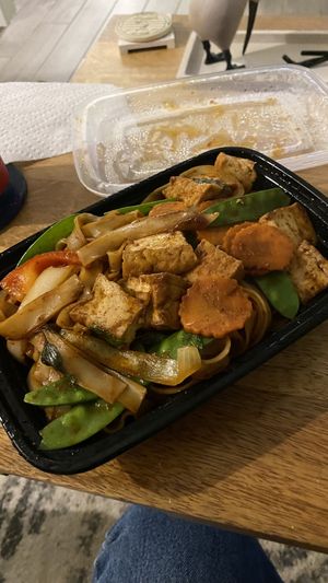 Drunken noodle takeout  at Durian Durian in Orlando