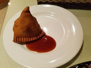 samosa with lunch set at Khazana in Yokohama