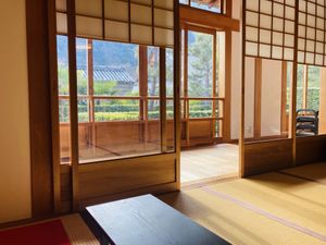 View from my table   at Tenryuji Temple Shigetsu in Kyoto