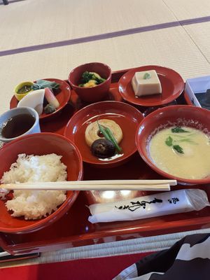 It was prettier before, I already ate a bit before taking this picture!  at Tenryuji Temple Shigetsu in Kyoto