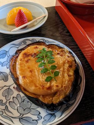 Grilled eggplant at Tenryuji Temple Shigetsu in Kyoto