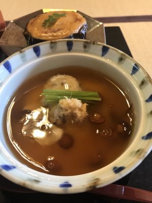 Sweet potato soup at Tenryuji Temple Shigetsu in Kyoto