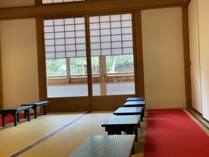 Dining area at Tenryuji Temple Shigetsu in Kyoto