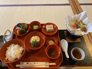 Most of the lunch set menu at Tenryuji Temple Shigetsu in Kyoto