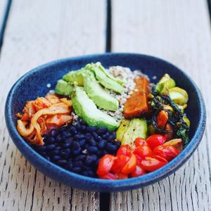 Black bean and veggie Buddha bowl at Original Herbivore - Food Truck in Los Angeles