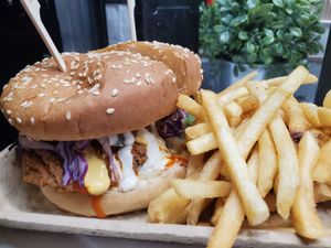 Buffalo chicken burger at Original Herbivore - Food Truck in Los Angeles
