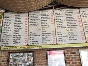 Menu at Huyen Trang in Da Nang