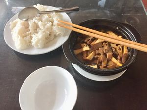 Aubergine, mushroom and tofu stew at Huyen Trang in Da Nang