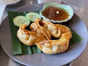 Fried vegetarian dumplings, 69 baht (nice)  at Connect Cafe in Chiang Rai