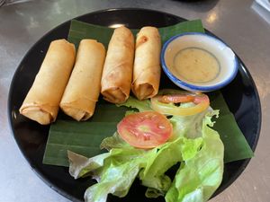 Fried spring rolls, 69 baht  at Connect Cafe in Chiang Rai