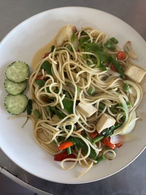 Chili basil spaghetti   at Connect Cafe in Chiang Rai