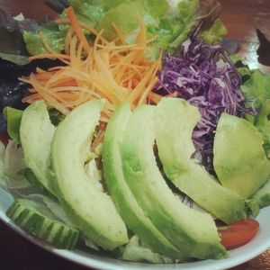 Green salad with avocado at Connect Cafe in Chiang Rai