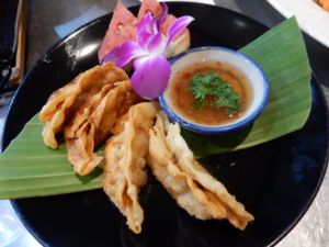 Fried gyoza (dumplings) at Connect Cafe in Chiang Rai