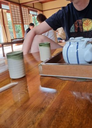 Matcha tea, and table set up at Seizan Sodo in Kyoto