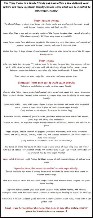 Offering an array of vegan & vegetarian friendly foods! at The Tipsy Turtle in Jenkins Township