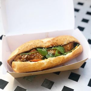 Vegan tofu and eggplant banh mi at Hanoi Rose in Brunswick