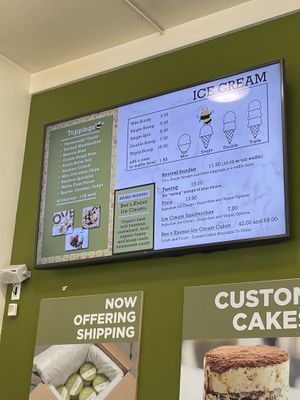 Menu  at Revival Ice Cream in Monterey