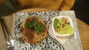 Pasta a la putanesca at Enkuentro Cocina Natural in Castellon De La Plana