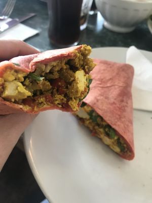 Tofu scramble wrap. (Little heavy on the turmeric)  at Badde Manors in Glebe