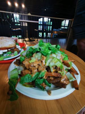 Mooless Mac Fries (they were out of the jerk fries so substituted it for this... soooooo good)  at Stir It Up in Charlottetown