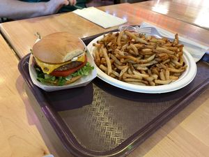 Burger and fries  at Stir It Up in Charlottetown