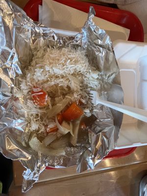 This is called Chilli tofu rice. Looks and tastes terrible. Not sure what makes it a Chlli 😟  at Stir It Up in Charlottetown