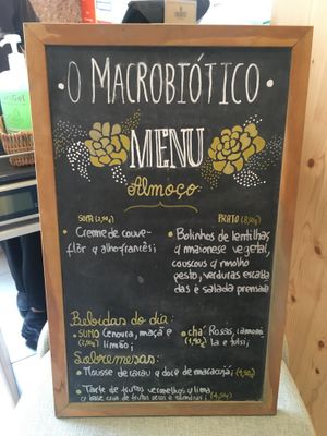 Menue at O Macrobiotico in Porto
