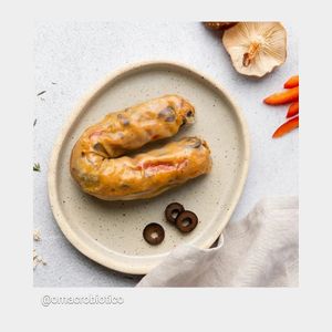 Alheira a typical portuguese dish.  at O Macrobiotico in Porto