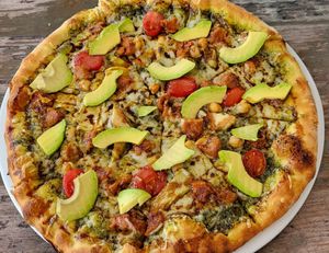 Avocado flatbread (it's a pizza) at Village Pantry in Hamilton