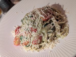 Pesto pasta at Village Pantry in Hamilton