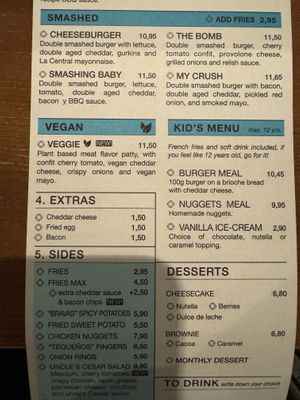 Menu.  at La Central in Barcelona