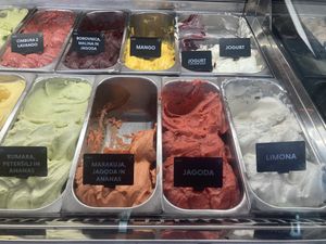vegan sorbet flavors   at Sladoledarna in Koper