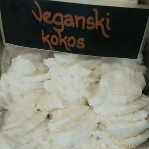 Coconut vegan ice cream.

Photo by: Sladoledarna on Facebook. at Sladoledarna in Koper