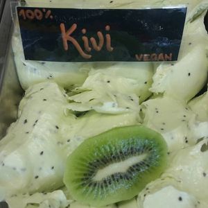Kiwi vegan ice cream.

Photo by: Sladoledarna on Facebook. at Sladoledarna in Koper