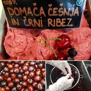 Cherry and blackcurrant vegan ice cream.

Photo by: Sladoledarna on Facebook. at Sladoledarna in Koper