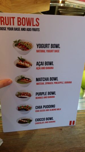 Bowl menus (which they had in many languages) at Frulala in Venice