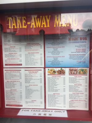 Take away menu  at Magic Wok in Windermere