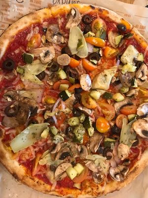 Vegan pizza!! It was delicious!!! at Blaze Pizza in Austin
