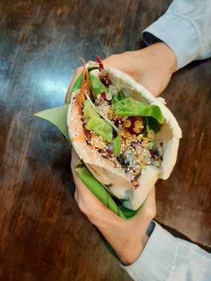 Salad in pita bread at Night Market - Vegan Wrap Stall in Pai