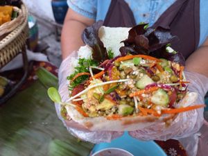 Pita salad at Night Market - Vegan Wrap Stall in Pai