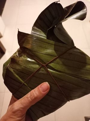 Wrapped in banana leaf at Night Market - Vegan Wrap Stall in Pai