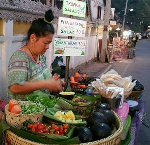 owner at Night Market - Vegan Wrap Stall in Pai
